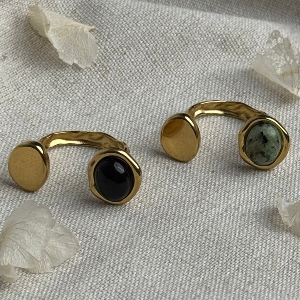 Bague Zyra perle verte et noire - Takkay Paris